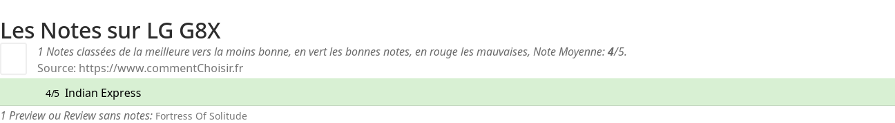Ratings LG G8X