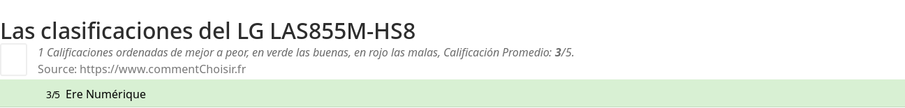 Ratings LG LAS855M-HS8