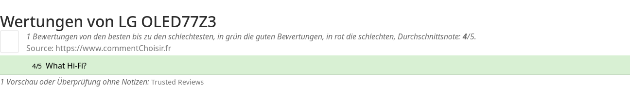 Ratings LG OLED77Z3