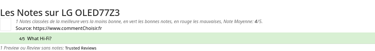 Ratings LG OLED77Z3