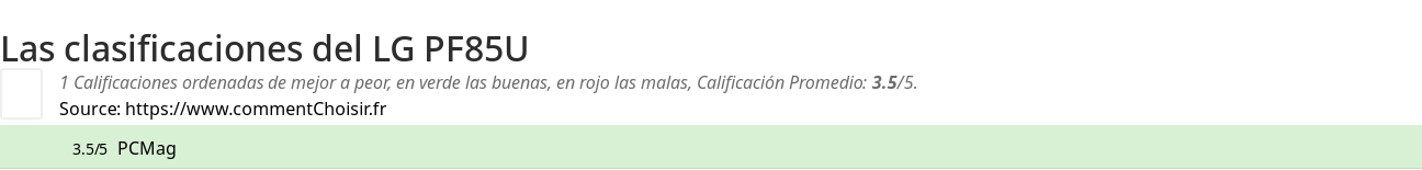 Ratings LG PF85U