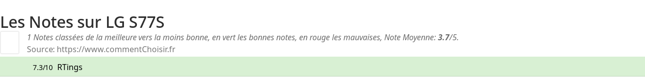 Ratings LG S77S