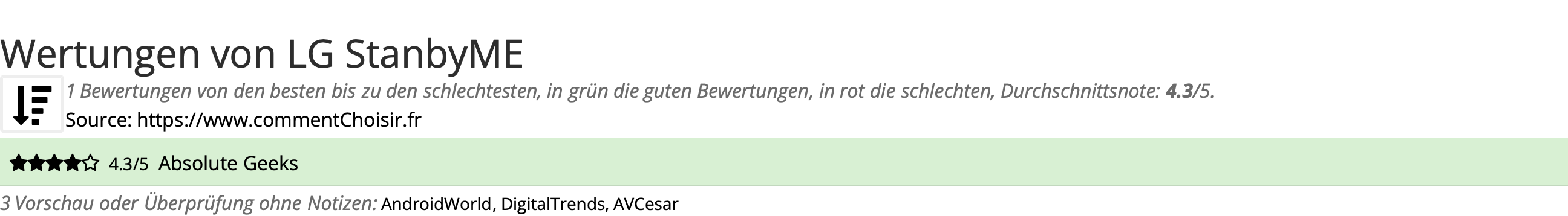 Ratings LG StanbyME