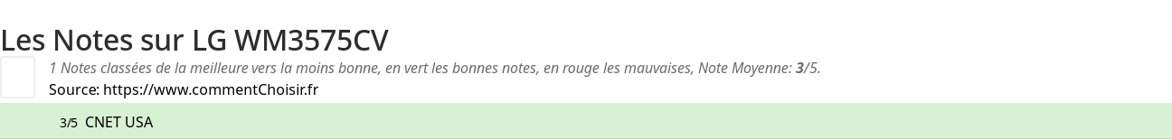 Ratings LG WM3575CV