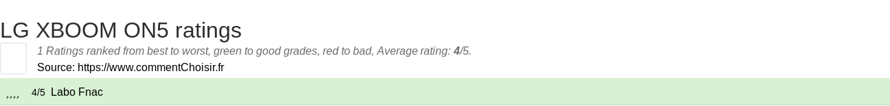 Ratings LG XBOOM ON5