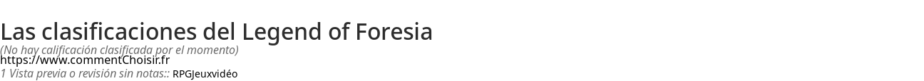 Ratings Legend of Foresia