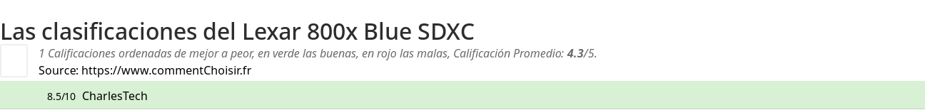 Ratings Lexar 800x Blue SDXC