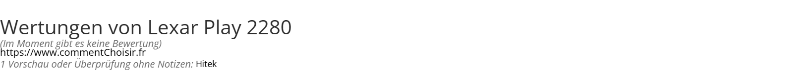 Ratings Lexar Play 2280