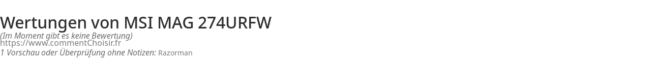 Ratings MSI MAG 274URFW