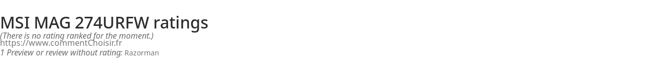 Ratings MSI MAG 274URFW