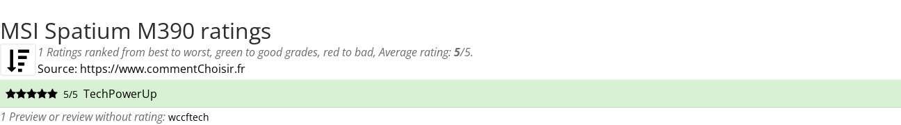 Ratings MSI Spatium M390