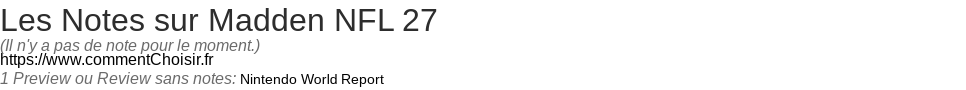 Ratings Madden NFL 27