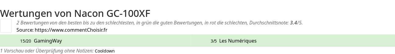 Ratings Nacon GC-100XF