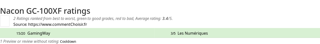 Ratings Nacon GC-100XF