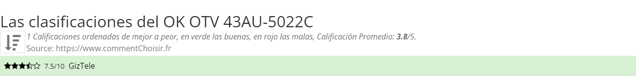 Ratings OK OTV 43AU-5022C