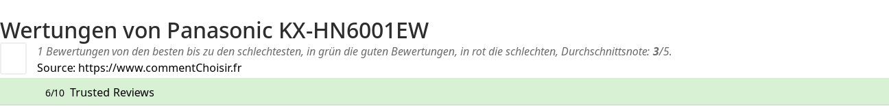 Ratings Panasonic KX-HN6001EW