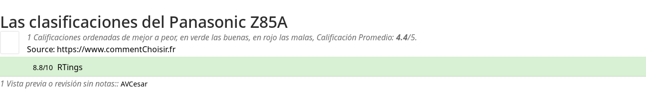 Ratings Panasonic Z85A