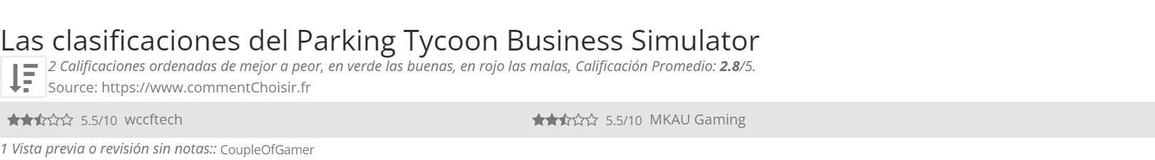 Ratings Parking Tycoon Business Simulator