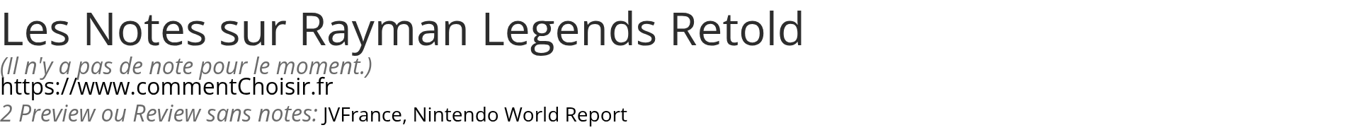 Ratings Rayman Legends Retold