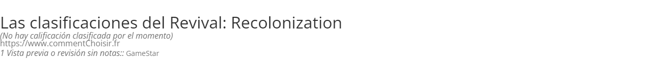 Ratings Revival: Recolonization