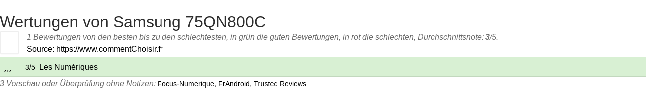Ratings Samsung 75QN800C