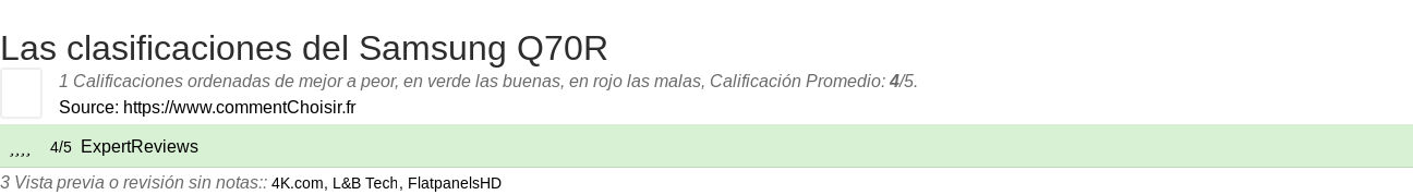 Ratings Samsung Q70R