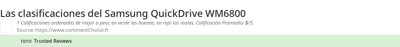 Ratings Samsung QuickDrive WM6800