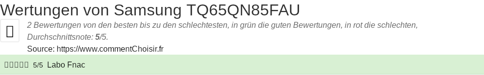 Ratings Samsung TQ65QN85FAU