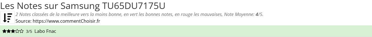 Ratings Samsung TU65DU7175U