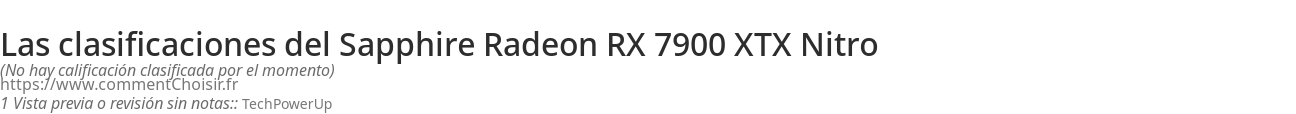Ratings Sapphire Radeon RX 7900 XTX Nitro