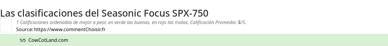 Ratings Seasonic Focus SPX-750