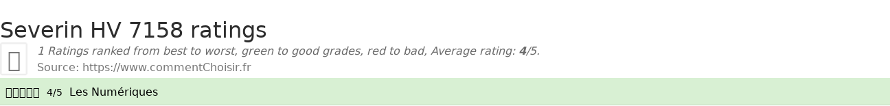 Ratings Severin HV 7158