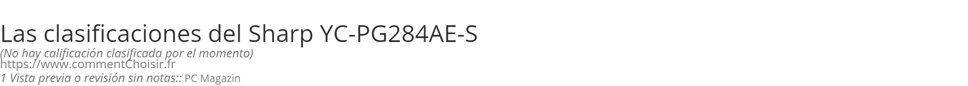 Ratings Sharp YC-PG284AE-S