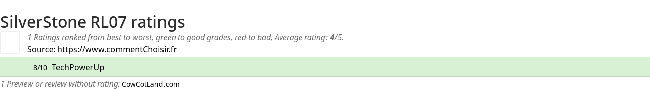 Ratings SilverStone RL07