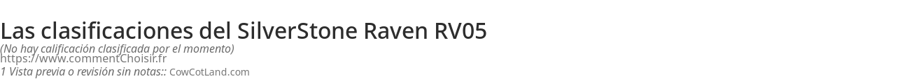 Ratings SilverStone Raven RV05