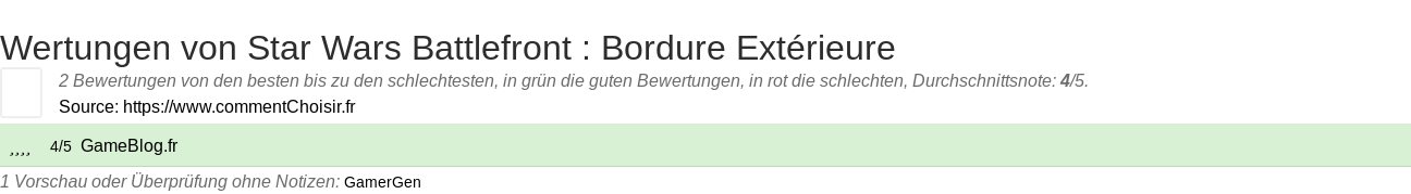 Ratings Star Wars Battlefront : Bordure Extrieure