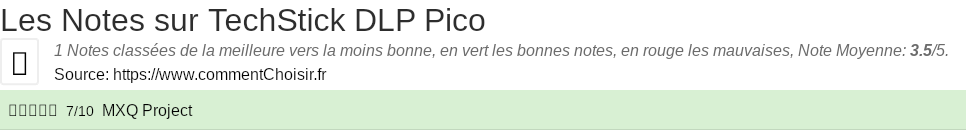 Ratings TechStick DLP Pico