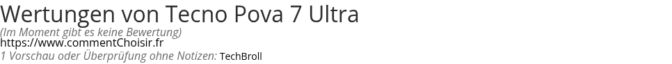 Ratings Tecno Pova 7 Ultra