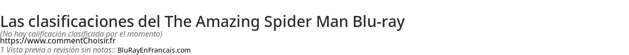 Ratings The Amazing Spider Man Blu-ray