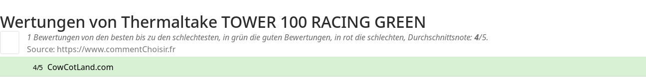 Ratings Thermaltake TOWER 100 RACING GREEN
