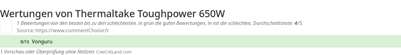 Ratings Thermaltake Toughpower 650W