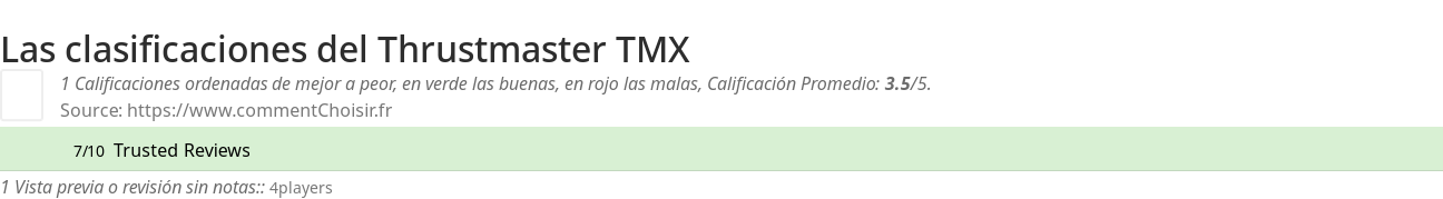 Ratings Thrustmaster TMX