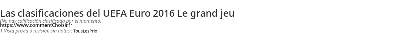 Ratings UEFA Euro 2016 Le grand jeu