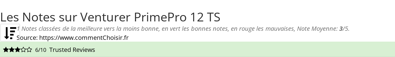 Ratings Venturer PrimePro 12 TS