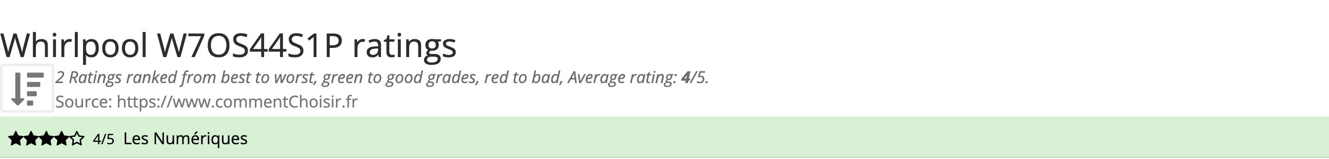 Ratings Whirlpool W7OS44S1P