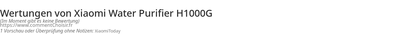 Ratings Xiaomi Water Purifier H1000G