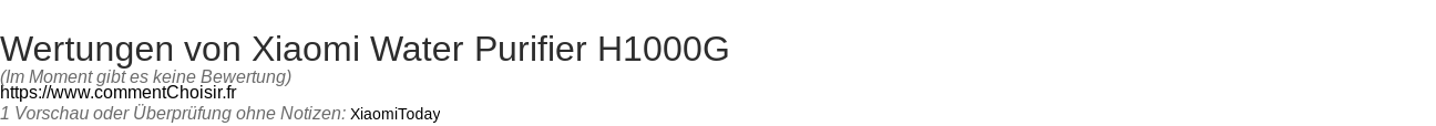 Ratings Xiaomi Water Purifier H1000G