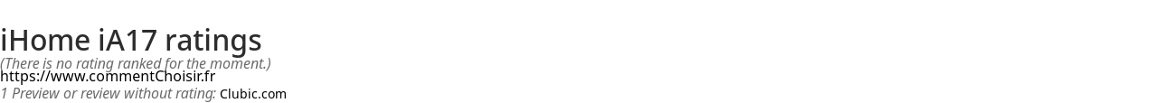 Ratings iHome iA17