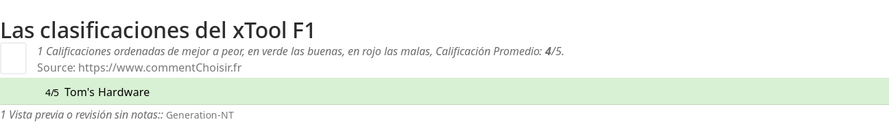 Ratings xTool F1