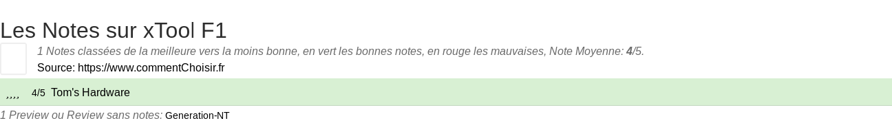 Ratings xTool F1